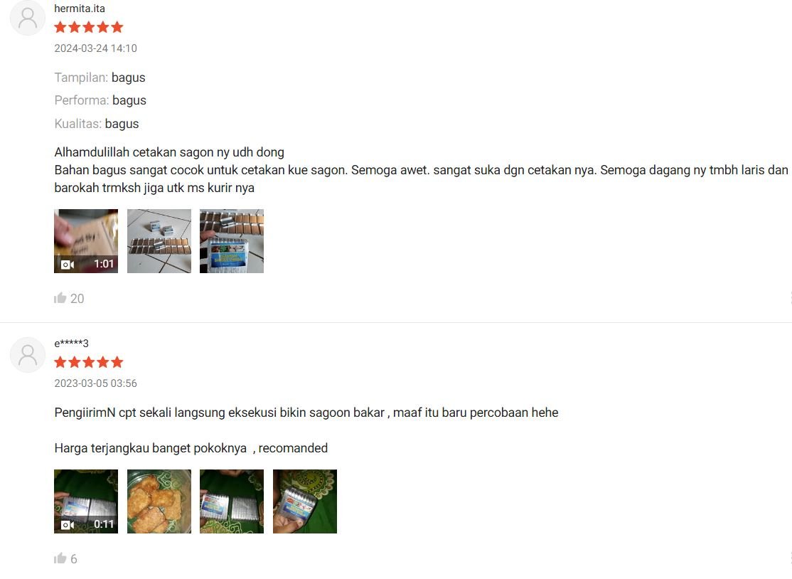 cetakan kue sagon isi 20pcs cetakan kue sagon isi 20pcs